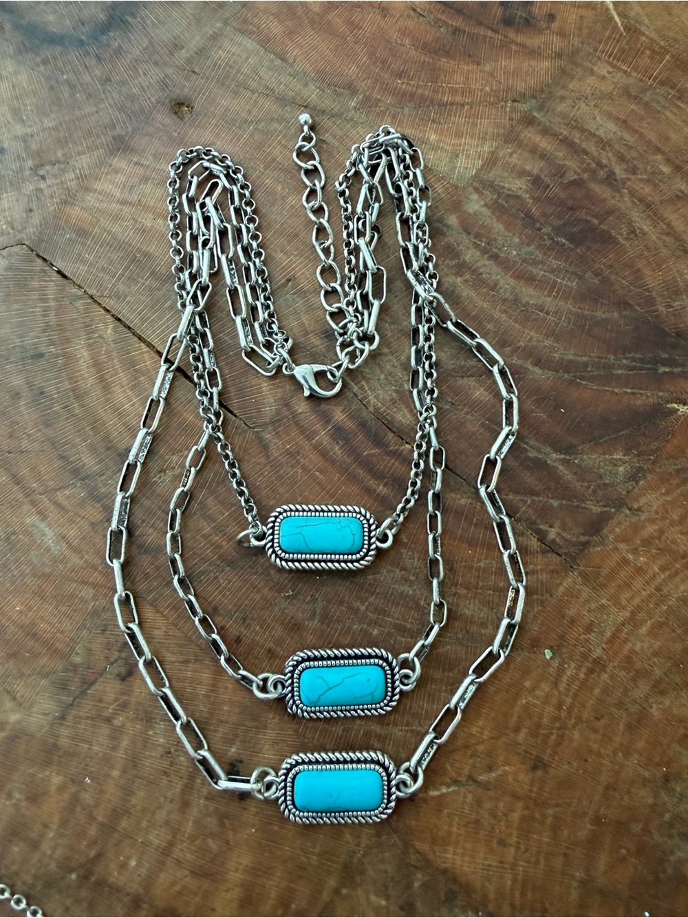 Boutique Faux Turquoise Layered Stacked Necklace